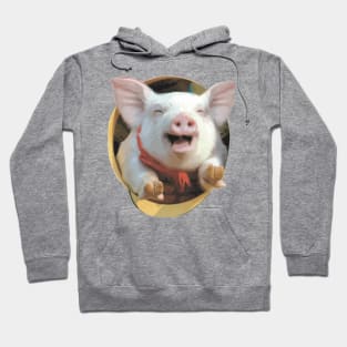 Pig pet in the hat - Oil paint Hoodie